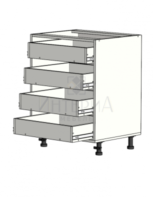Тумба прямая 300x520x820, универсальная, без полок, 4 ящика