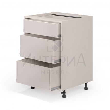 Тумба прямая 350x520x820, универсальная, без полок, 3 ящика с низким верхним